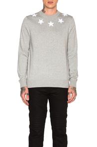 Givenchy Star Collar Crew Neck Jumper In Gray