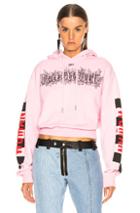 Off-white Taxi Cropped Hoodie In Pink