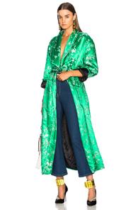 Attico Jacquard Robe In Green,floral