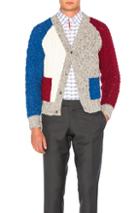 Thom Browne Cable Fun Mix Cardigan In Gray,red,blue
