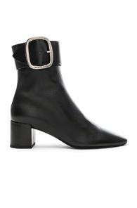 Saint Laurent Leather Joplin Buckle Ankle Boots In Black