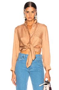 Nanushka Felice Top In Orange,neutral,paisley