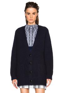 Proenza Schouler Wool Cashmere Rib Cardigan In Blue