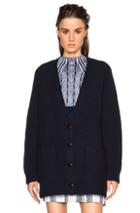 Proenza Schouler Wool Cashmere Rib Cardigan In Blue
