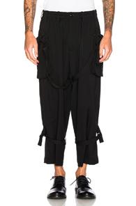 Yohji Yamamoto Belted Trousers In Black