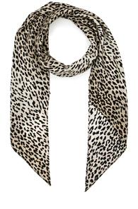 Saint Laurent Babycat Print Scarf In Gray,animal Print