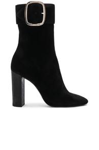 Saint Laurent Suede Joplin Buckle Boots In Black