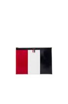 Thom Browne Medium Zippered Document Holder In Blue,red,white