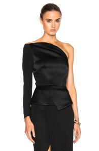 Roland Mouret Dryden Double Faced Satin & Viscose One Shoulder Top In Black
