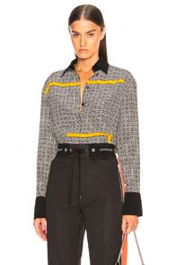 Givenchy Crepe De Chine Scarf Blouse In Black,geometric Print,yellow