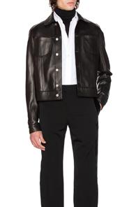 Maison Margiela Lamb Leather Trucker Jacket In Black