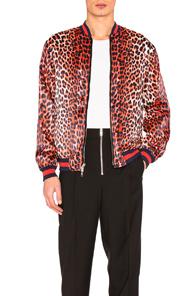 3.1 Phillip Lim Reversible Leopard Souvenir Jacket In Black,animal Print,orange