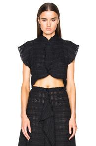 Proenza Schouler Open Weave Tweed Cropped Top In Black