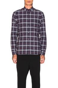 Burberry Alexander Long Sleeve Shirt In Blue,checkered & Plaid