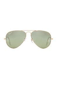 Ray-ban Aviator Polarized Sunglasses In Metallics,green