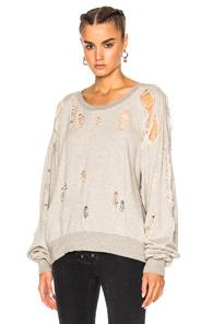 Unravel Distress Terry Sweatshirt In Gray