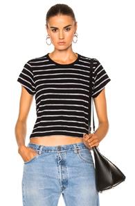 Re/done Stripe Boxy Tee In Black,white,stripes