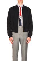 Thom Browne Plain Weave Ribbed Jacket In Blue
