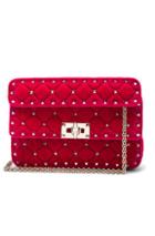 Valentino Small Velvet Rockstud Spike Shoulder Bag In Pink