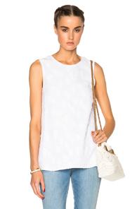 Kenzo Cartoon Cactus Silk Fil Coupe Top In White