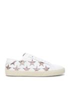 Saint Laurent Leather Court Classic Glitter Star Sneakers In White,metallics