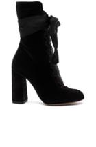 Chloe Velvet Harper Lace Up Boots In Black