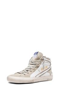 Golden Goose Slide Leather Sneakers In White
