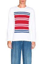 Ganryu Cotton Jersey Border Tee In White,stripes