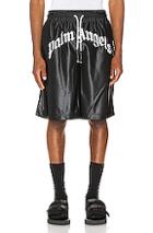 Palm Angels Logo Mesh Shorts In Black