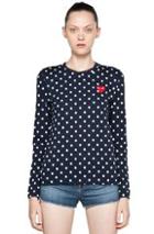 Comme Des Garcons Play Cotton Red Emblem Dot Tee In Geometric Print,blue