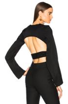 Victoria Beckham Soft Felt Long Sleeve Open Back Top In Black