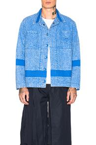 Craig Green Acid Wash Line Stitch Worker Jacket In Blue