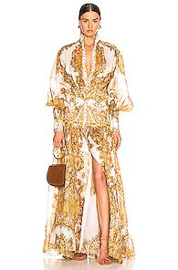 Zimmermann Zippy Billow Dress In Metallic Gold