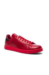 Raf Simons X Adidas Leather Stan Smith Sneakers In Red