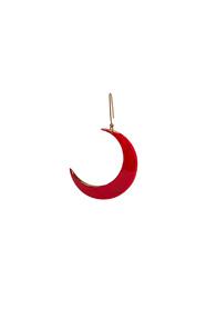 Stella Mccartney Brass And Enamel Moon Single Earring In Red
