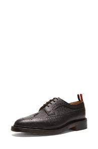 Thom Browne Classic Long Leather Wingtips In Black