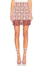 Chloe Print Fringe Skirt In Abstract,red