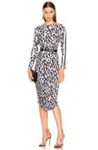 Norma Kamali Side Stripe Long Sleeve Shirred Dress In Animal,black,white