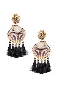 Mercedes Salazar Fiesta Shell Tassel Earrings In Black,neutral