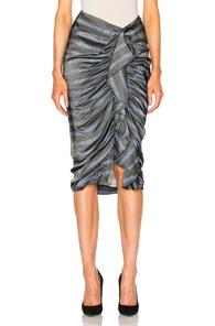 Veronica Beard Drew Cascade Ruffle Pencil Skirt In Gray,stripes