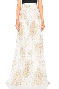 Giambattista Valli Daisy Print Georgette Skirt In White,floral