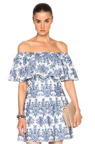 Nicholas Off Shoulder Top In Abstract,blue,white