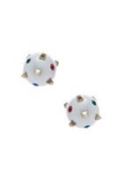 Valentino Embellished Pearl Stud Earrings In White,metallics
