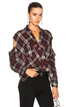 Enza Costa Boxy Top In Checkered & Plaid,gray,red