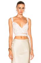 Calvin Klein Collection Linnetra L Faded Leather Floral Bouquet Bustier In Floral,white