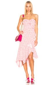 Jonathan Simkhai Speckle Print Asymmetric Ruffle Dress In Abstract,pink