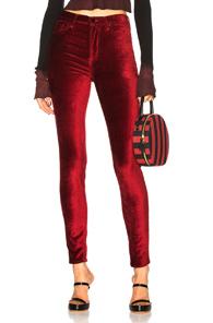 Cotton Citizen For Fwrd Velvet High Rise Skinny In Red