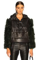 Sandy Liang Gordo Pullover With Lamb Shearling Sleeves In Black