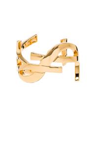 Saint Laurent Monogram Cuff In Metallics