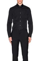Lanvin Signature Slim Ribbon Collar Shirt In Black